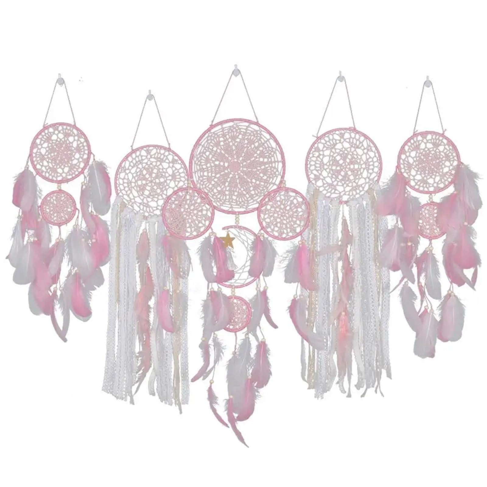 Dream Catcher 5pcs Dream Catchers Home Decor Handmade Wall Art Hangings Ornaments for Room(Pink)