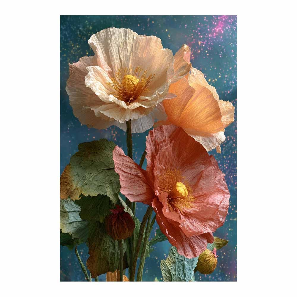 Hoqiu Multicolor Plant Poster Pastel Poppy Floral Print Modern Canvas Wall Art, Decorative Paintings, Canvas Painting Wall Art For Home Decor.(Multicolor)-80X120cm Unframed
