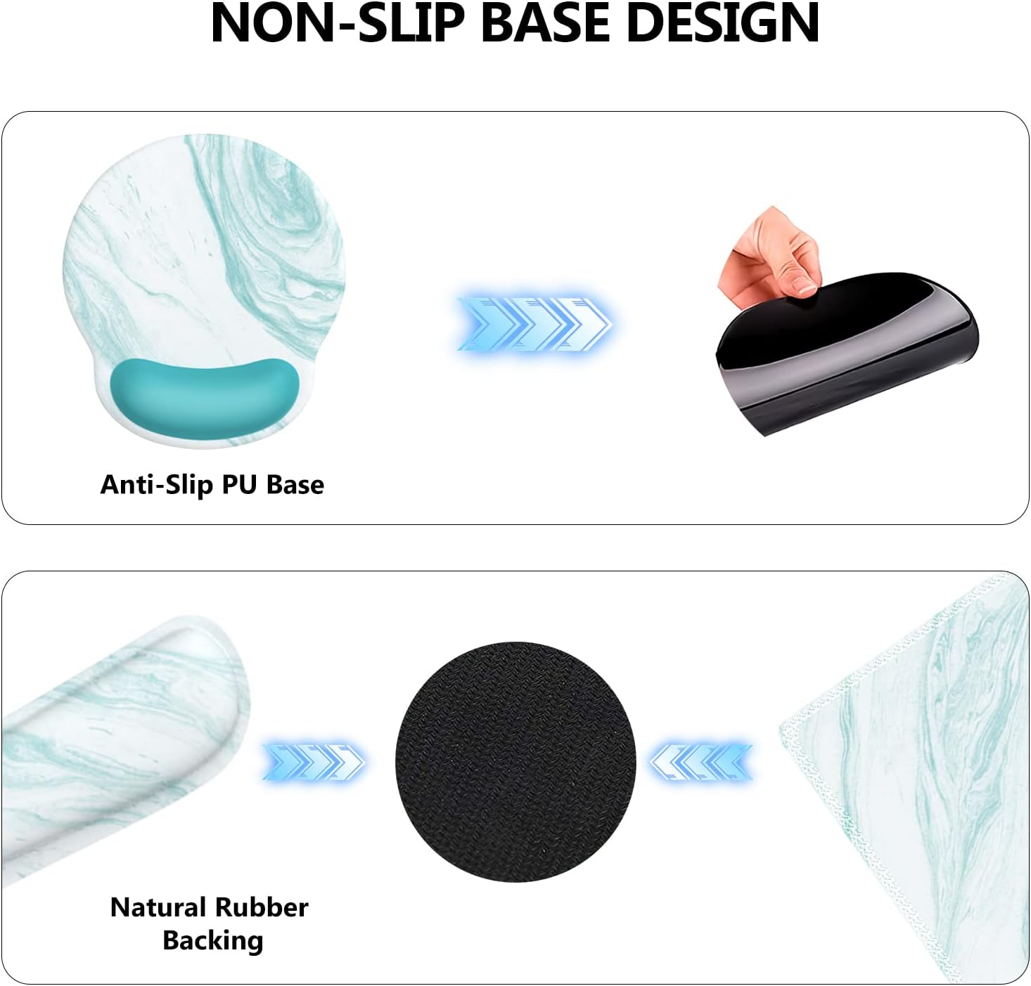 iLeadon Keyboard Mouse Pad Set, Large Gaming Mouse Pad + Keyboard Wrist Rest + Mouse Pad with Wrist Support + Coaster, Easy Typing Pain Relief, 4in1 Desk Mat Set for Home Office, Teal Turqoise Marble