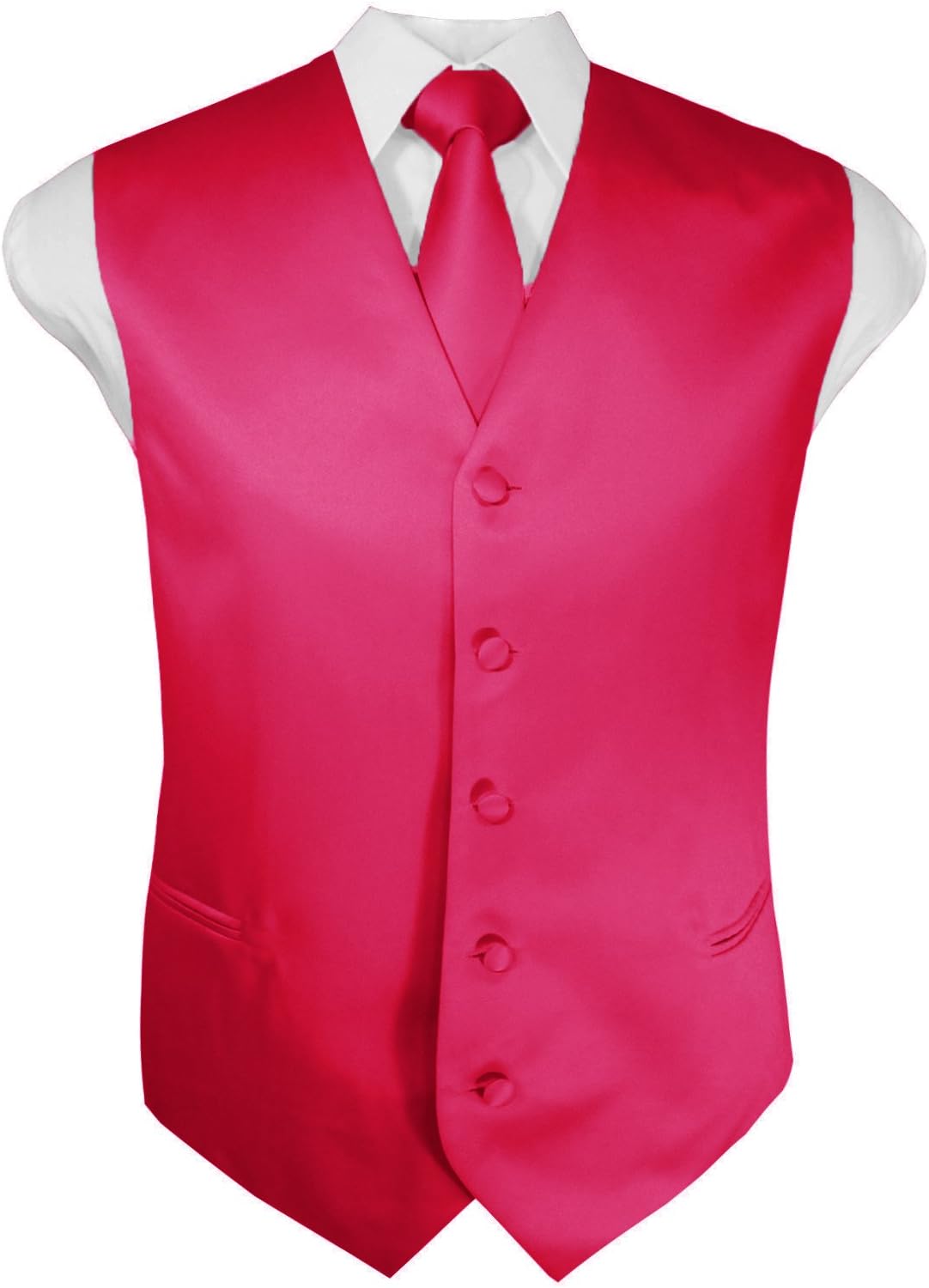 Guytalk Mens Solid Tuxedo Suit Vest, Tie and Hanky Set(30 Colors)