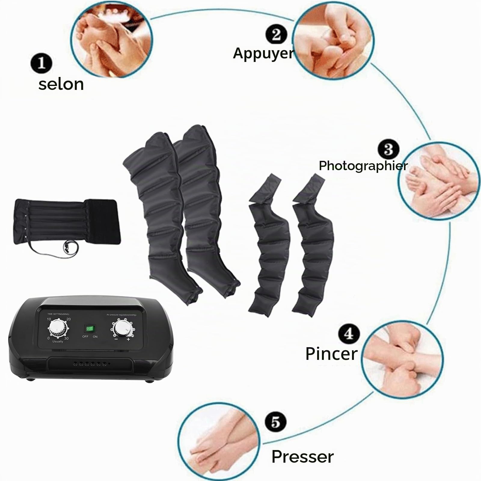 Appareil De Massage À Compression d'air pour Jambes, Drainage Lymphatique Jambes, 6 Chambres Botte Pressotherapie Jambes Et Ventre Et Bras, Appareil Circulation Sanguine Jambes