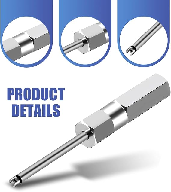 MLY 1 PC Valve Core Removal Tool, Durable & Non-Slip Design, Stainless Steel Schrader Valve Removal Tool with Aluminum Grip, Universal for Cars, Bikes, Motorcycles (Silver)