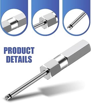 MLY 1 PC Valve Core Removal Tool, Durable & Non-Slip Design, Stainless Steel Schrader Valve Removal Tool with Aluminum Grip, Universal for Cars, Bikes, Motorcycles (Silver)