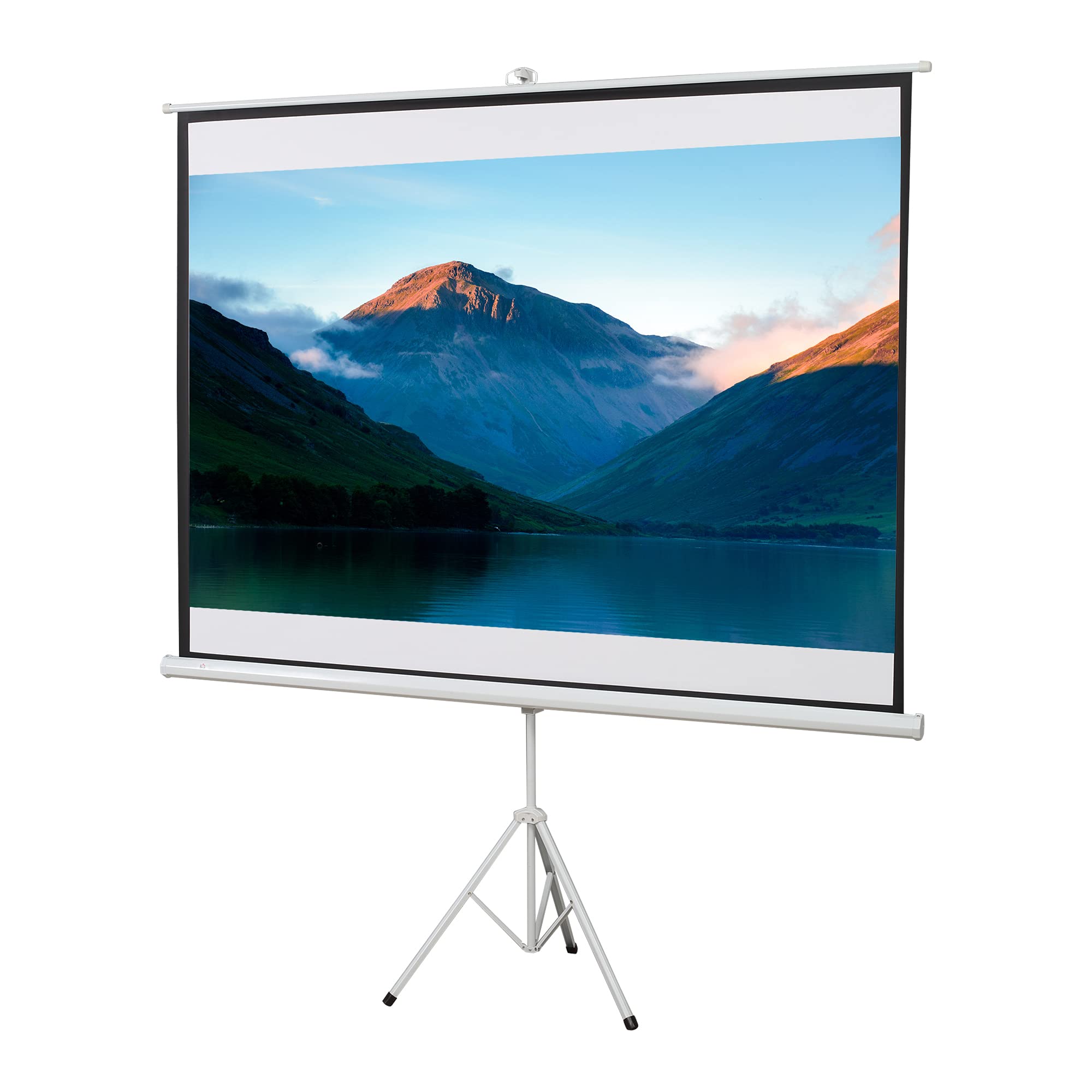 HOMCOM Telo Proiettore da 100 Pollici 4K HD Formato 4:3 con Treppiede Pieghevole e Altezza Regolabile, Schermo per Proiettore Portatile, Grandangolo di 160 Gradi, per Casa Home Cinema Esterno, Bianco