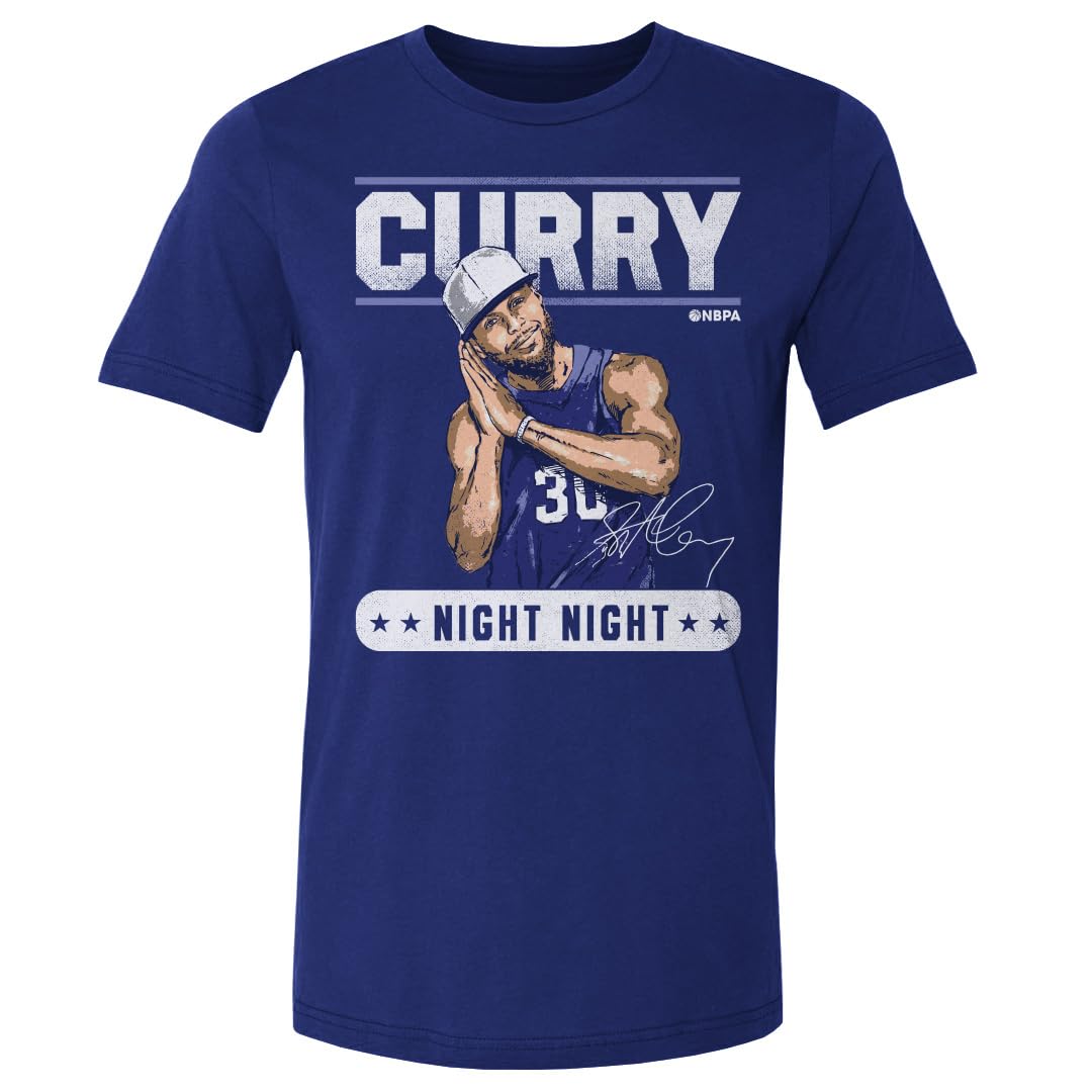 500 LEVEL Steph Curry Shirt - Steph Curry Golden State Night Night WHT (Royal Blue, Large)