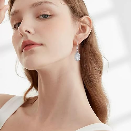 Miniatura 2 de Aretes de fútbol para mujer, de plata de ley 925, aretes de rugby, aretes colgantes de fútbol, joyería de rugby para jugadores de rugby, regalos de