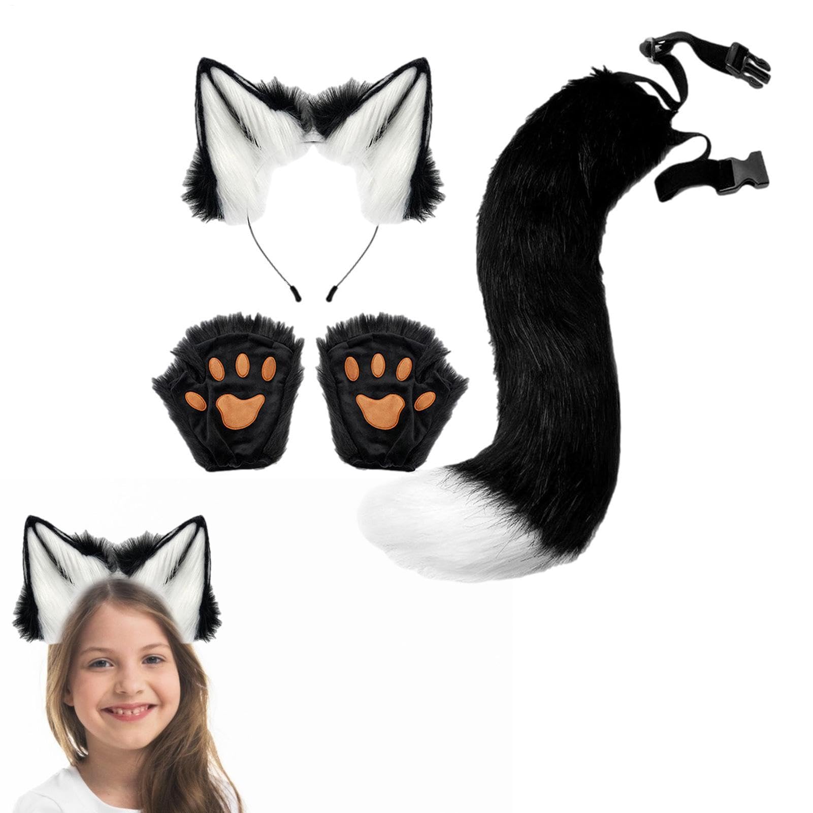 Wolf Stirnband und Schwanz Halloween Frauen Wolf Cosplay Requisiten | Rollenspiel Tier Schwanz Ohren Stirnband für Mottopartys, Maskenbälle, Bühnenaufführungen, Festivals und Events