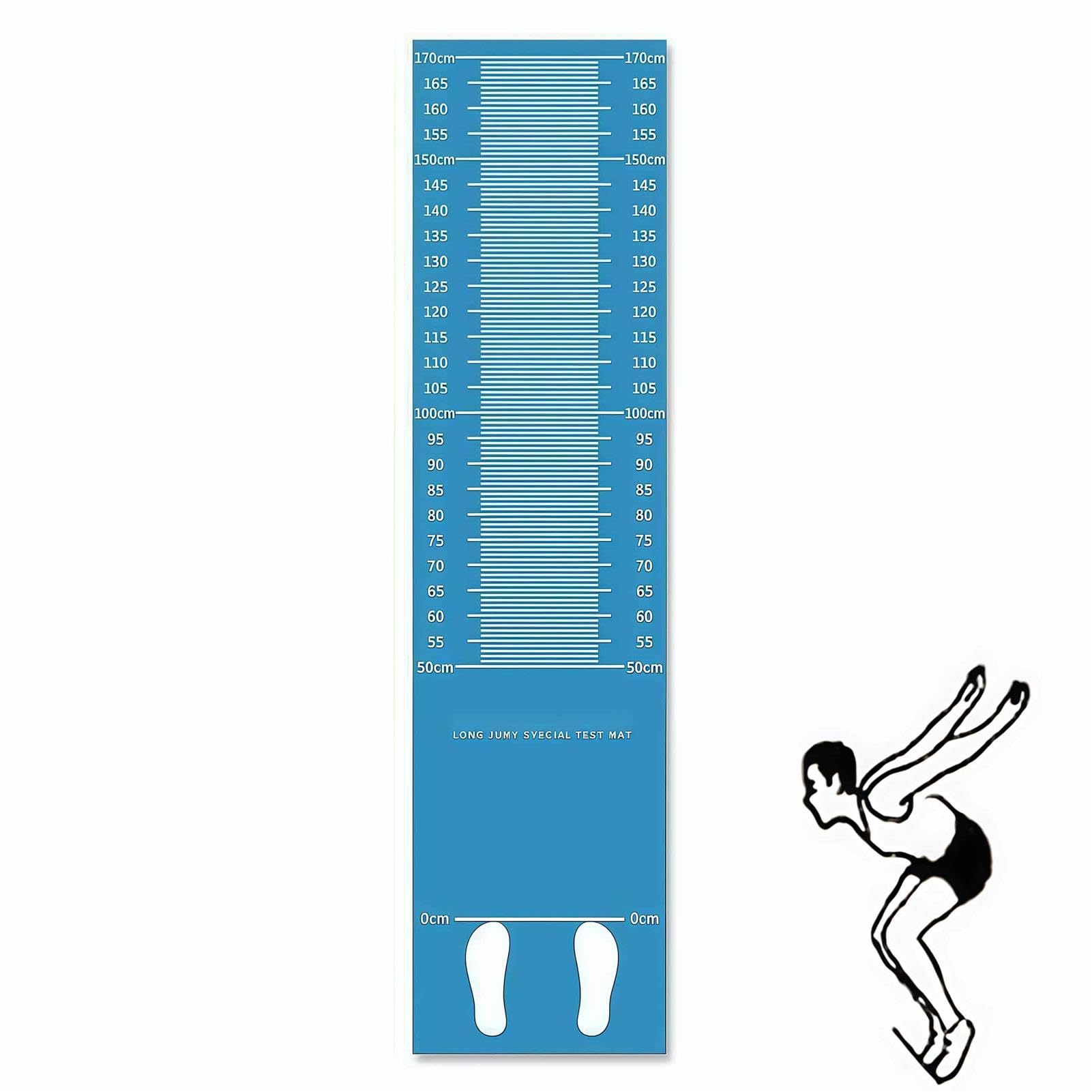 Mixtric Long Jump Mat, Sports Broad Jump Measurement Mat Hash Marks Carpeted Non Slip for Gym School Home Flooring Exercise Workout Training,Light Blue