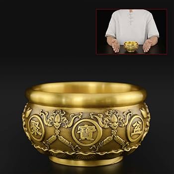 Amazon.co.jp: 聚寶盆 置物 富と幸運 銅製 真鍮 風水置物 縁起物