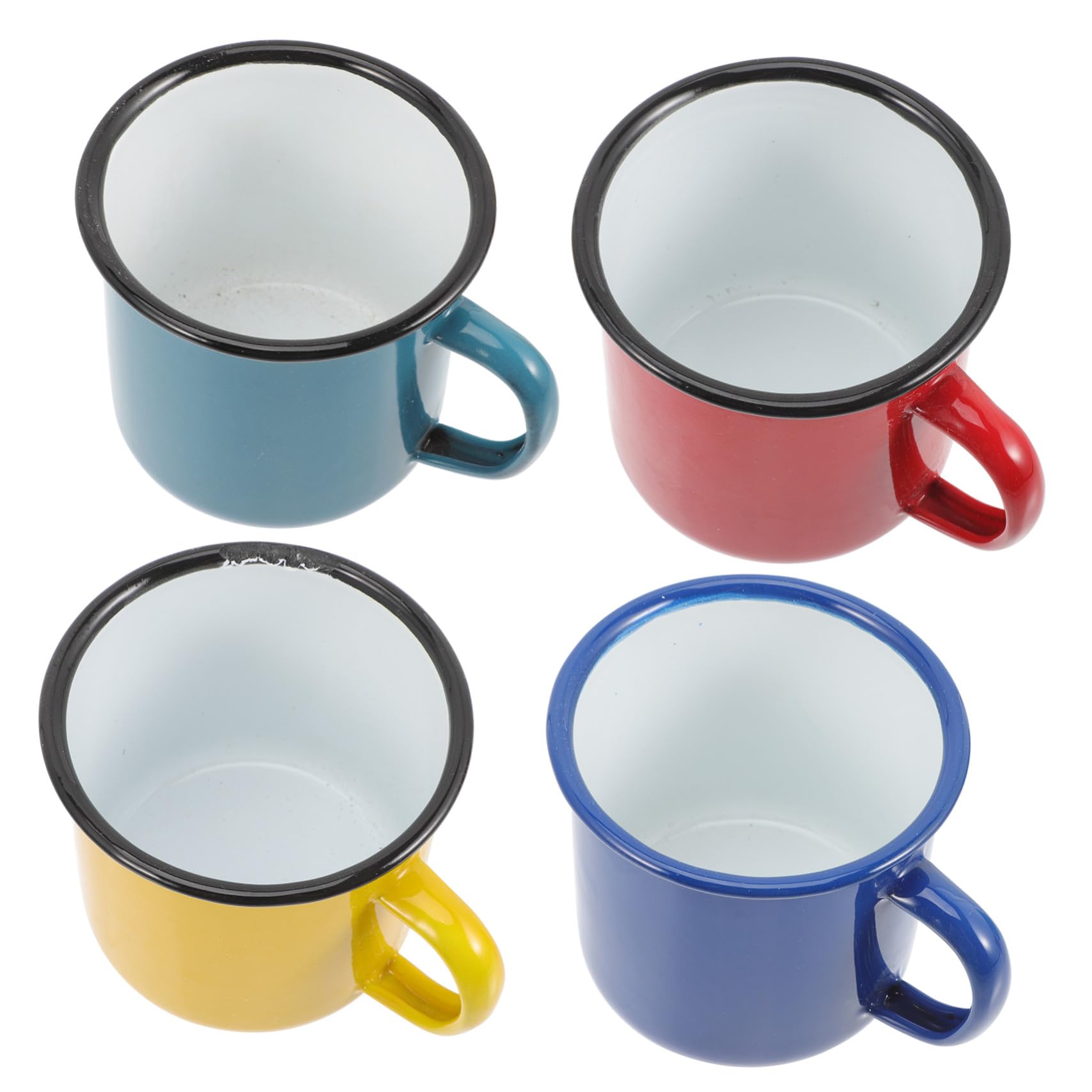 4 Stück Emaille Becher Mit Henkel Extra Große Kaffeetassen Aus Langlebigem Emaille Klassischer Haushaltstassen Für Camping Tee Kaffee Und Wasser