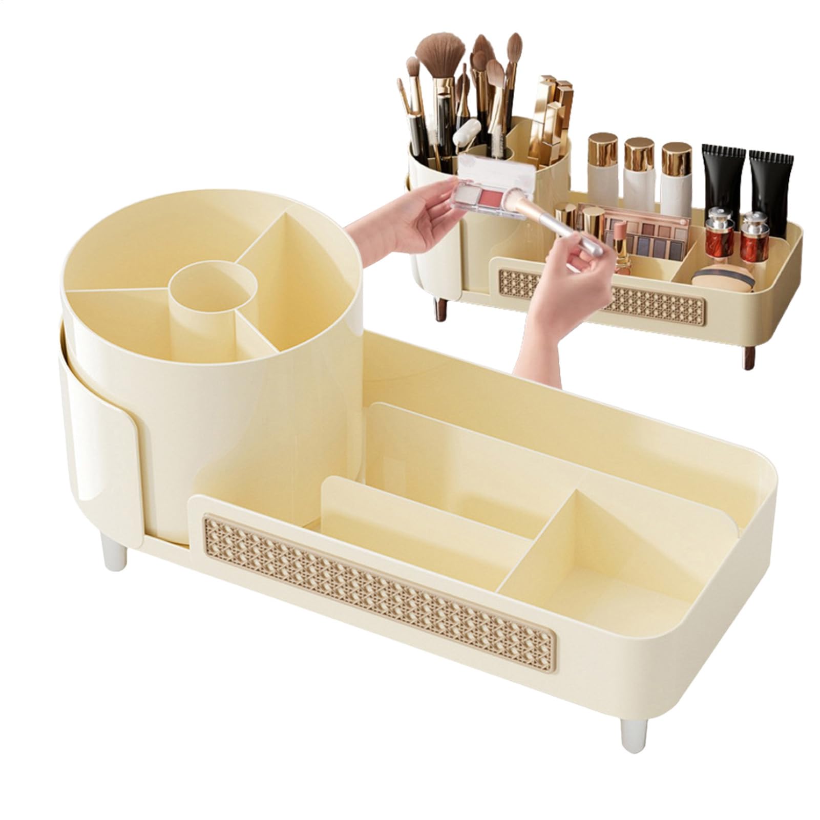 Organisateur de maquillage rotatif et boîte de rangement cosmétique de comptoir