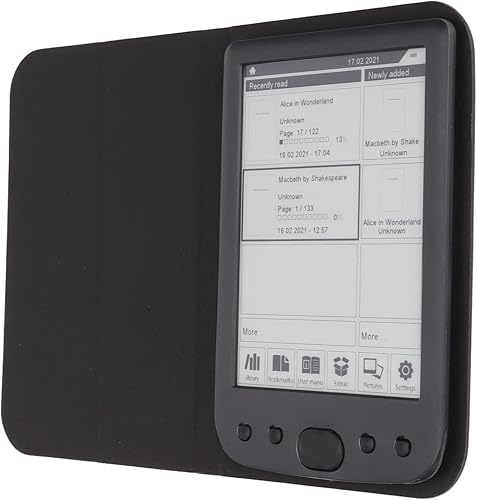 Ereader, 6In 800x600 Tableta de Lectura Hd Tinta Pantalla E Lector 8Gb 512Mb Abs Ebook Reader con Funda Protectora Película para Lectura, Soporte de
