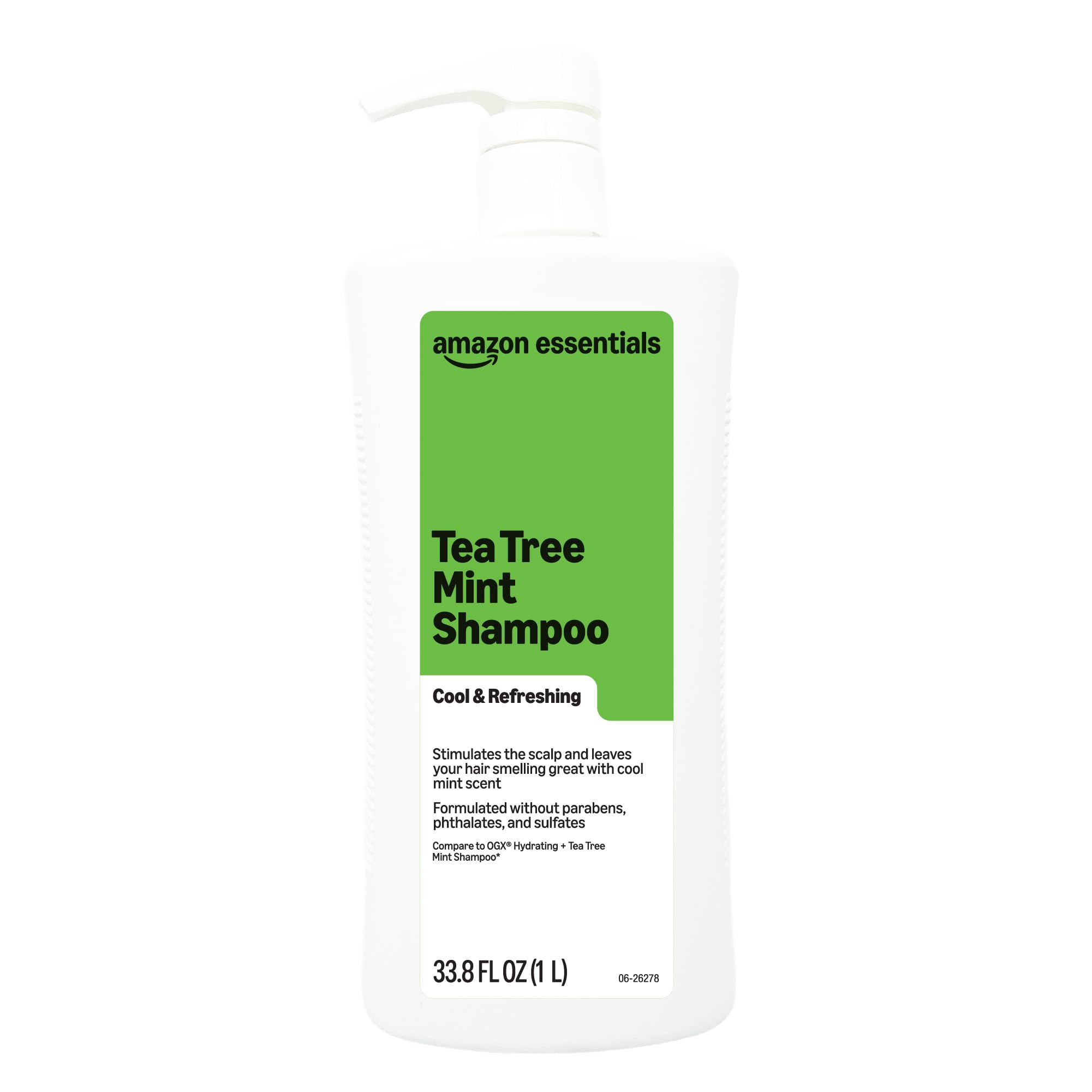 Amazon Essentials Tea Tree Mint Shampoo, Cool & Refreshing, Sulfate-free Formula, 33.8 Fl Oz, Pack of 1