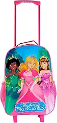 Mala de Viagem Infantil Princesas com Rodinhas, Rosa e Azul, Alça Telescópica