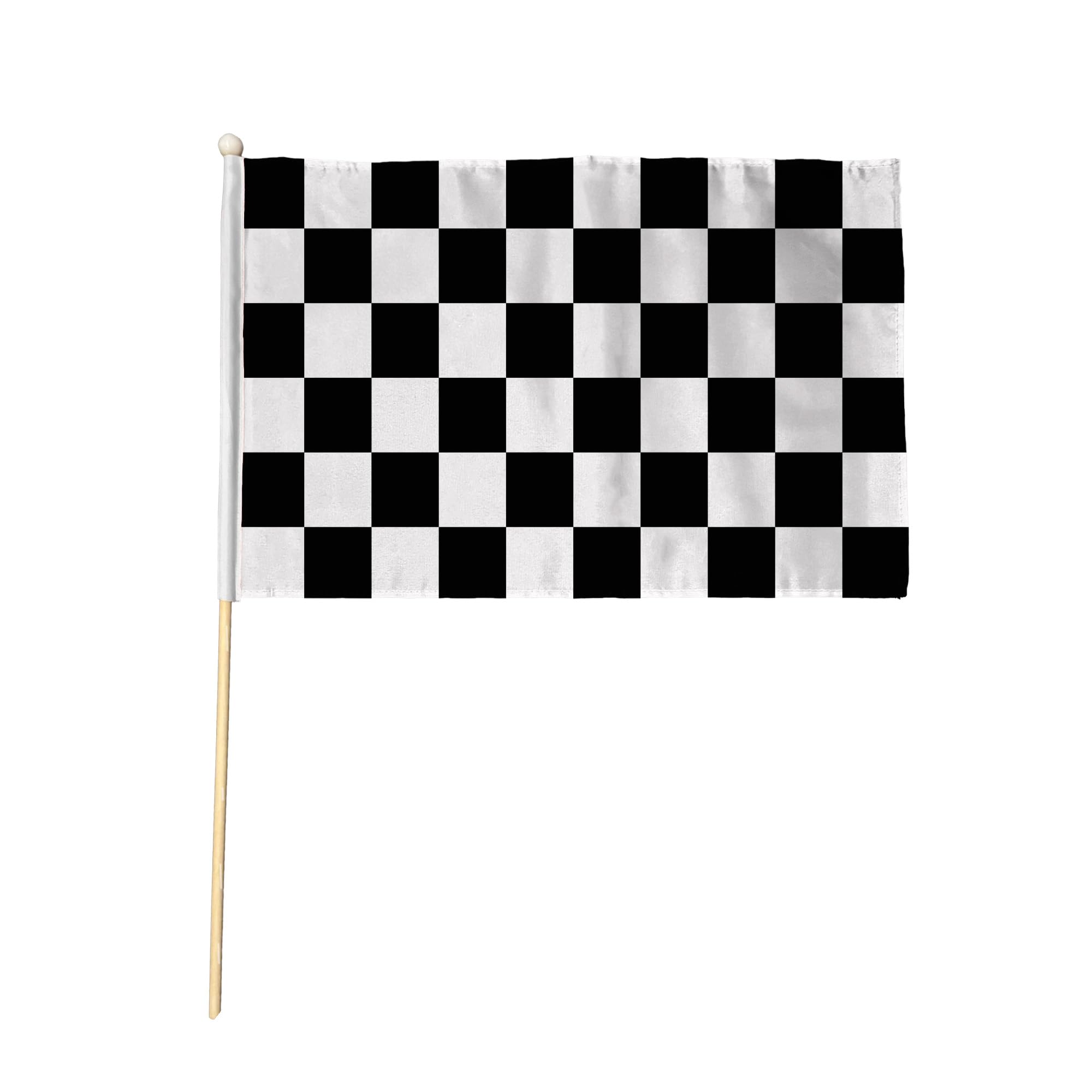 Flagtex Black and White Checkered Hand Waving Flag (9x6 Inch) - Premium Wooden Stick Hand Flag with Natural Wood Pole for Football Sports Events Supporters Celebrations โ image 1