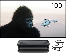 AWOL VISION Heimkino Bundle – Enthält LTV-3000 Pro 4K Ultrakurzdistanz Laser Beamer + 100" Mattweiße Leinwand + DLP Link 3D-Brille (2er-Pack)