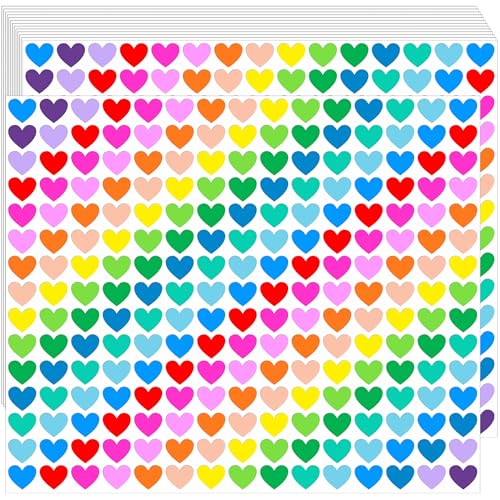 YSHIHE Heart Stickers 4050 Pieces 1/2 Inch Mini Colorful Stickers for Kids Party Favors Decorating