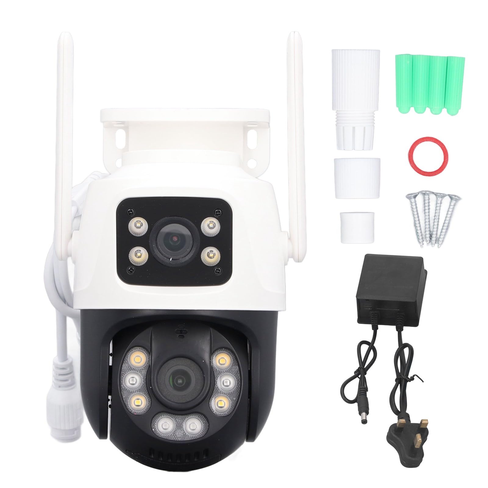 Dual Lens Security Camera Outdoor, Dual Lens Camera CCTV Systems with Color Night Vision, 2.4G Wi Fi Outside Camera for Home Security