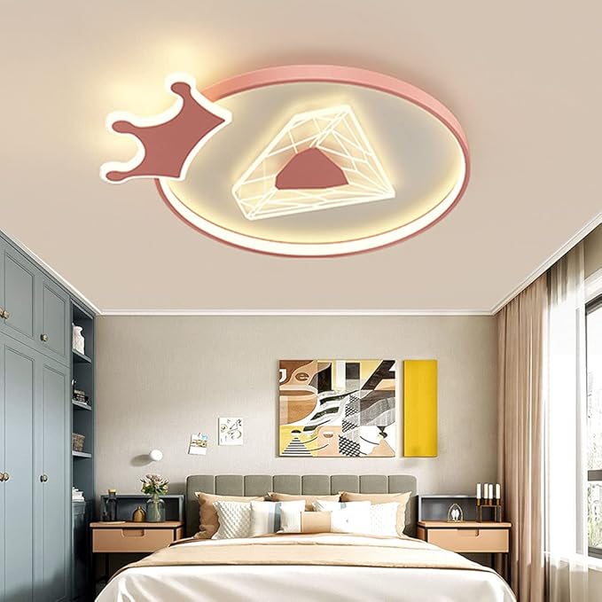 RRBEST Plafondlampen LED 35W Dimbaar Modern Plafondlamp Met Afstandsbediening Plafondlamp Kroon Diamant Acryl Lampenkap Lamp Woonkamer Slaapkamer Restaurant Keuken Badkamer Binnenverlichting (Pink) photo 2