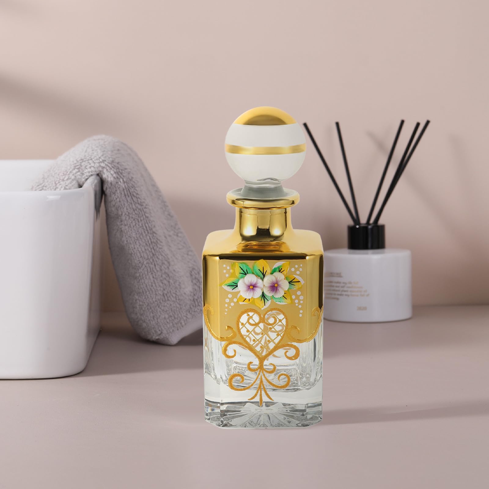Botella de Perfume de Vidrio de 150ml Recargable Efecto Decorativo, Estilo Clásico y Elegante para Uso Personal y Viaje