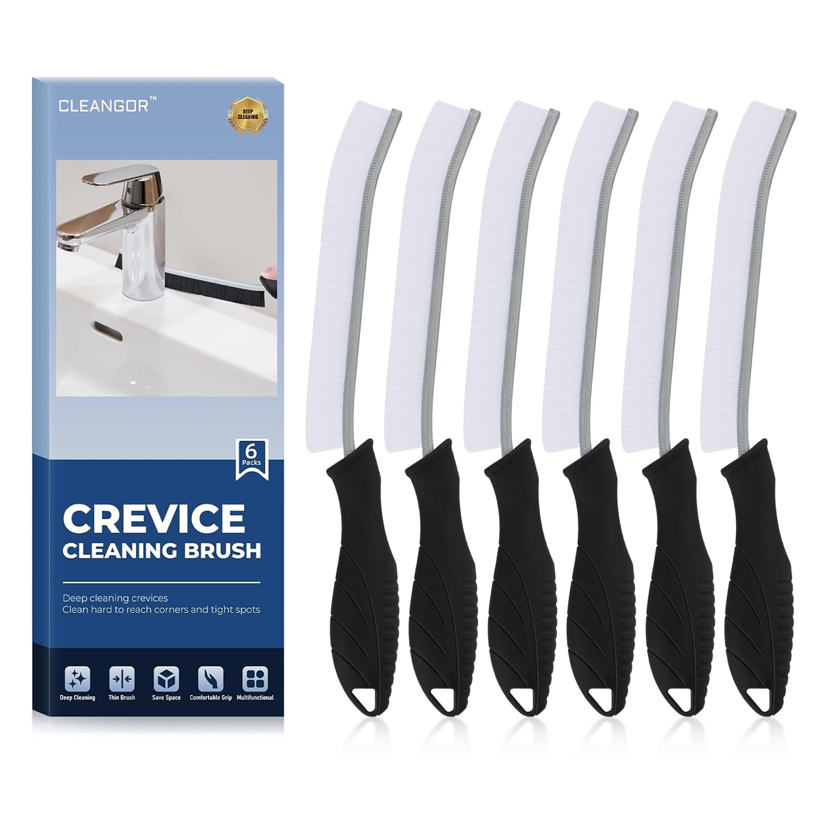 Crevice Cleaning Brushes, Cleaner Scrub Brush Tool for Hard to Reach Tight Space, Home Essentials, Cleaning Supplies for Shower, Bathroom, Kitchen, Toilet, Window