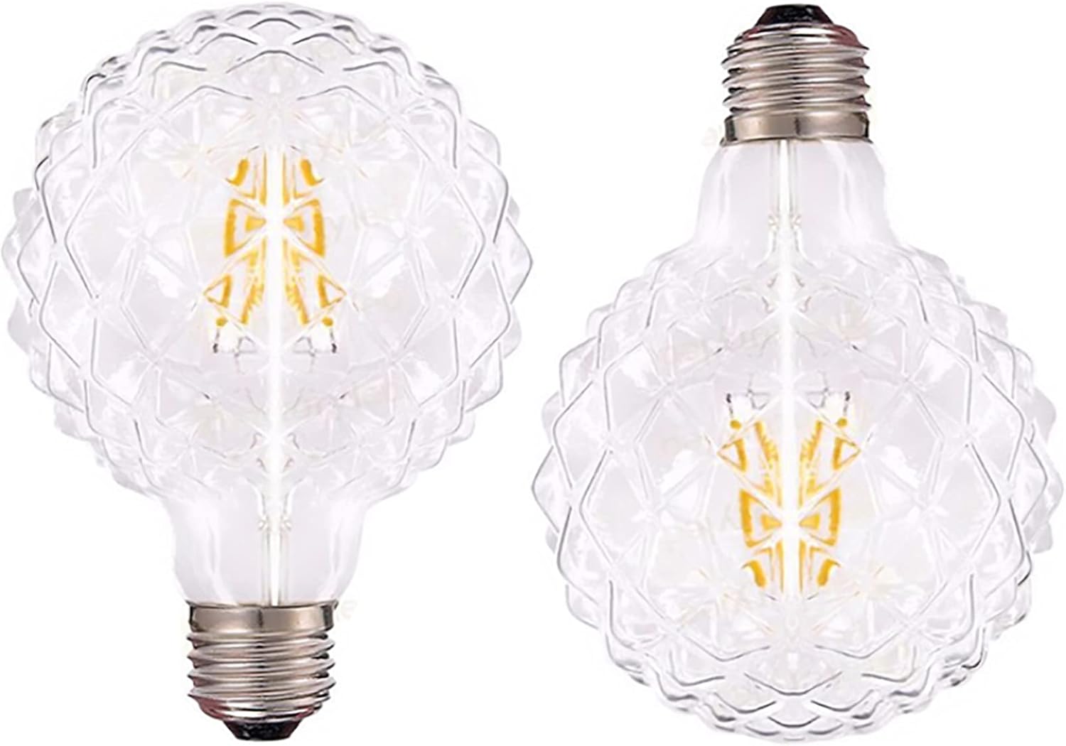 E26 4W Vintage Led Filament Bulb G95 Pineapple Shaped Lights G30 Edison Decoration Bulb for Indoor Lighting Ceiling Fan Lawn Patio Yard Warm White 2700K AC110V Not Dimmable Clear Glass Pack of 2