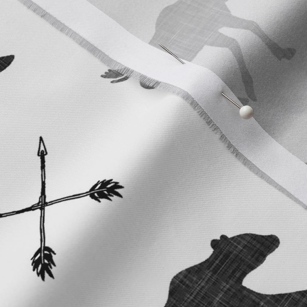 Spoonflower Fabric - Moose Bear Arrows Happy Camper Black Red Woodland Boy Printed on Organic Cotton Sateen Fabric by The Yard - Sewing Quilting Apparel Home Decor