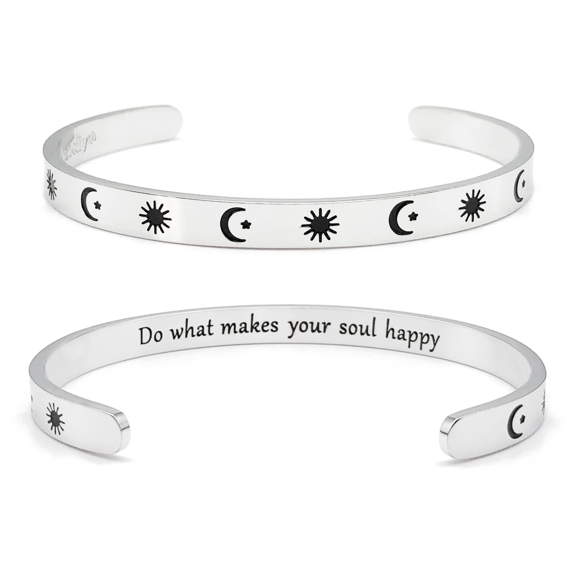 Dczosily Inspirational Bracelets for Women Stainless Steel Cuff Bracelet Engraved Jewelry Motivational Bangles Personalized Gifts for Best Friend/Mom