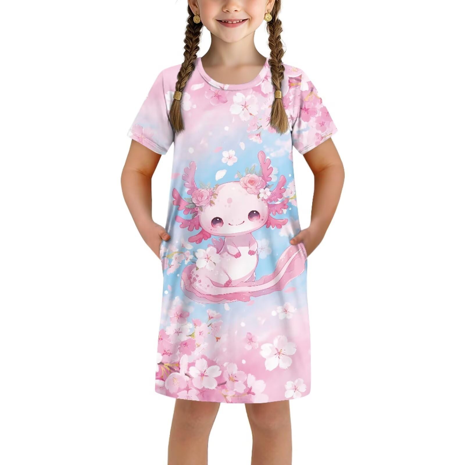 Camisón de manga corta para niñas de 3 a 14 años, cómodo para dormir