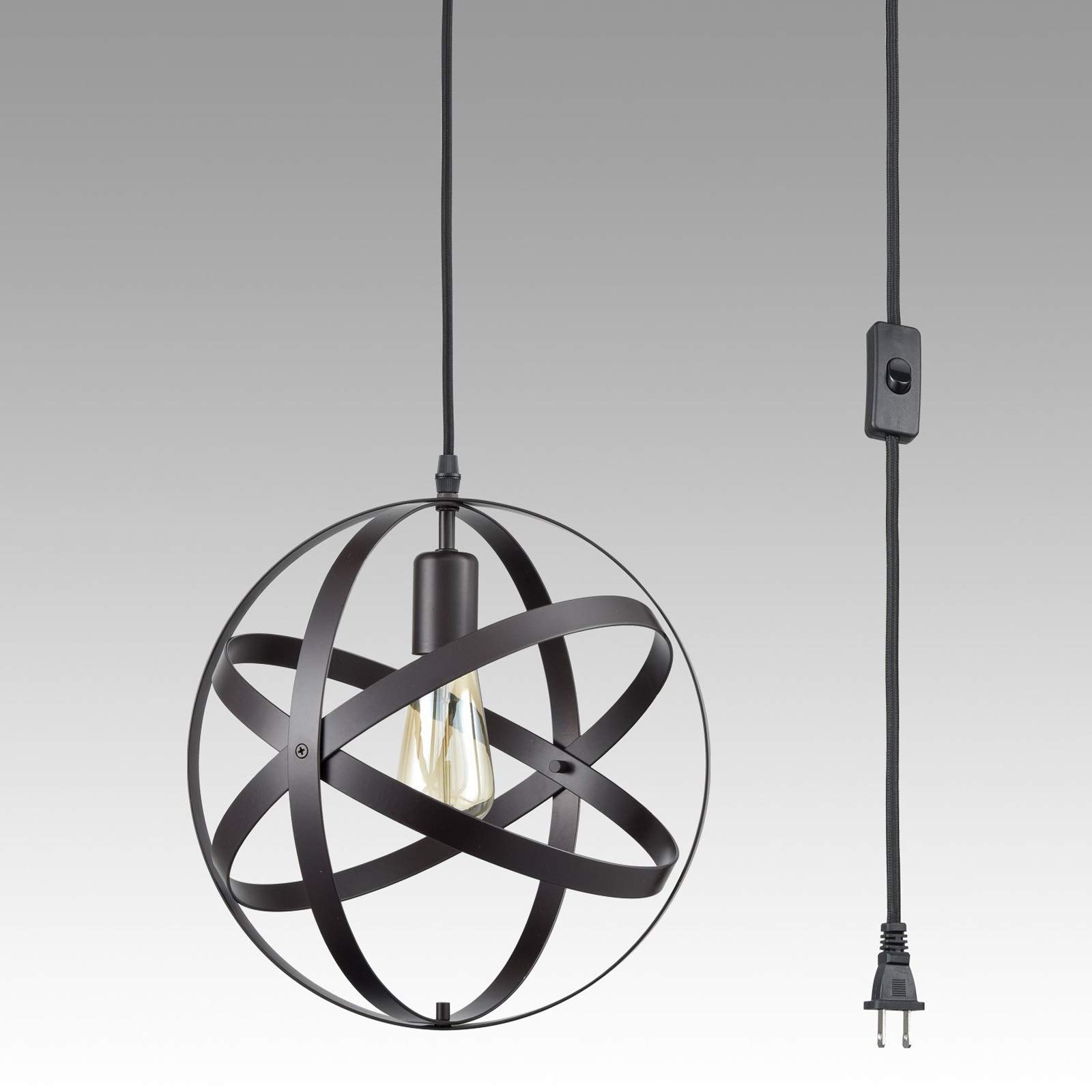 Plug Retro Industrial Light Cord Durable Luminaire Hanging Lamp, Blanger Cage Black Metal Flag, E27 Rustic Ceiling Hanging For Light Lighting Devices, Room, Coffee, Bar