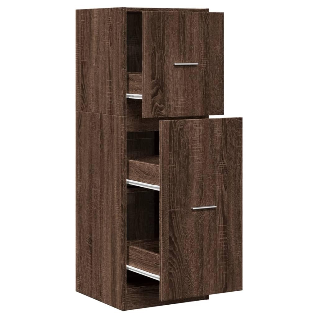 Armoire à pharmacie aspect chêne 40 x 41 x 118 cm - Commode avec 2 tiroirs - Armoire de rangement pour salon, couloir, cuisine