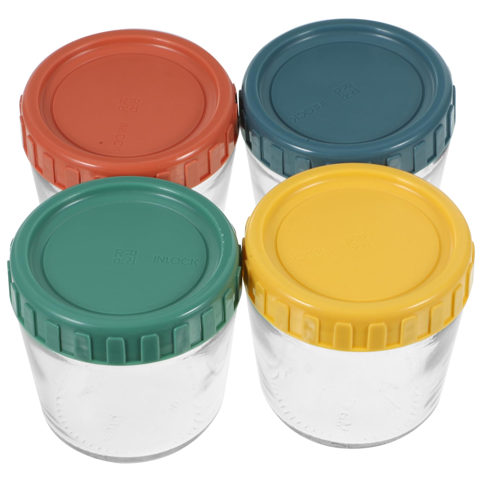 Mobestech Set de 4 Frascos de Vidrio Tapa de Silicona Sellada, Contenedores para Almacenar Alimentos Pequeños, Diseño Apilable y Fácil Acceso para Cocina y Yogur
