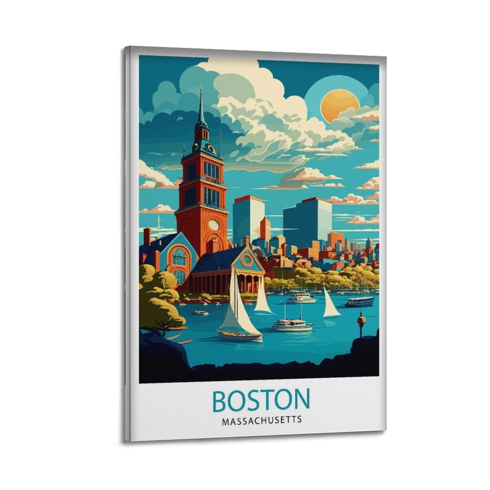 xiaoxiaoshen Boston Travel Cityscape Massachusetts Gift for USA Home_3 Canvas Poster Wall Art Prints Room Aesthetic Murals Bedroom And Living Decorations 12x18inch(30x45cm)