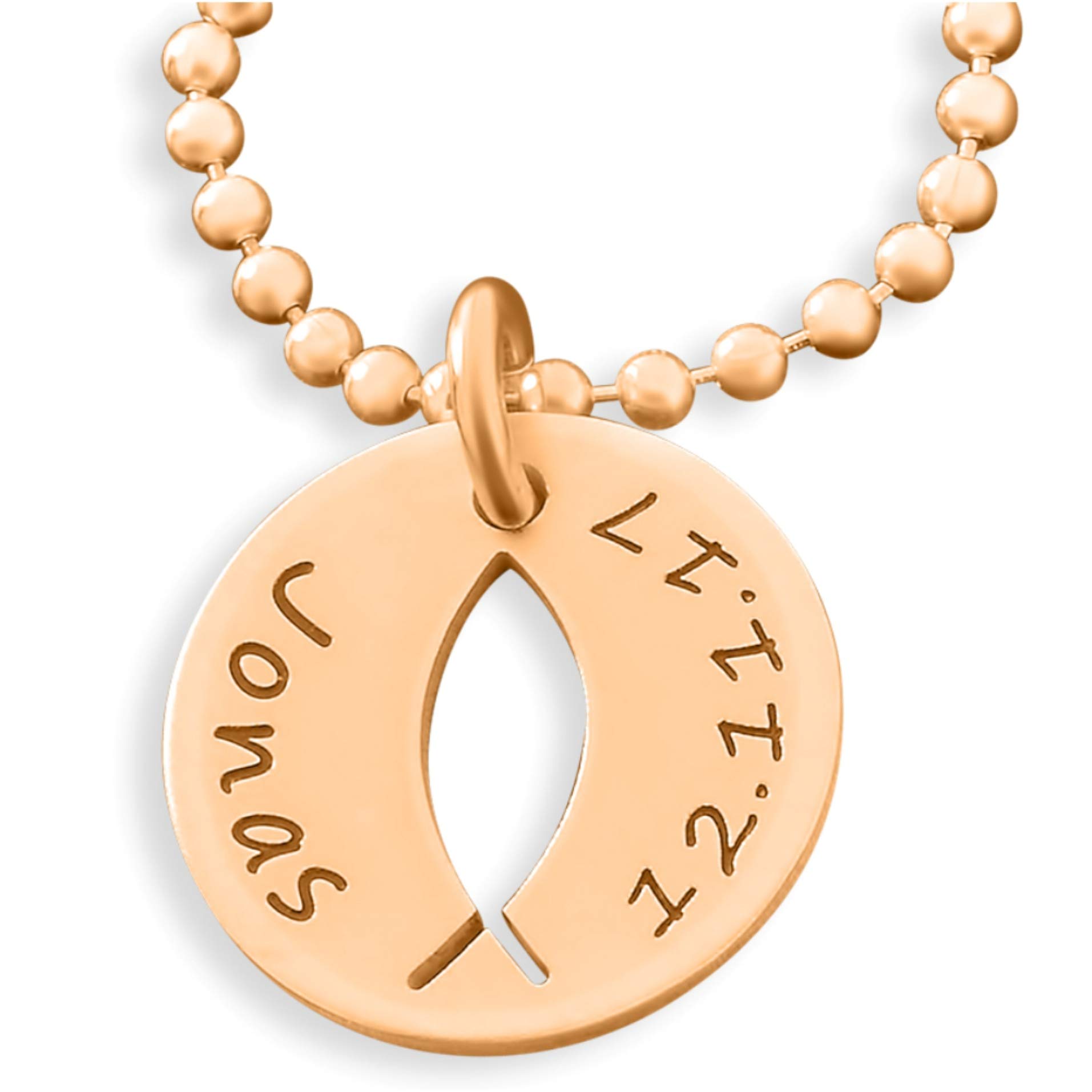 Namenskette 925 Silber rosegold mit Gravur Taufkette Taufe Ichthys Taufschmuck Heilige Taufe Kinderschmuck | HANDMADE IN GERMANY