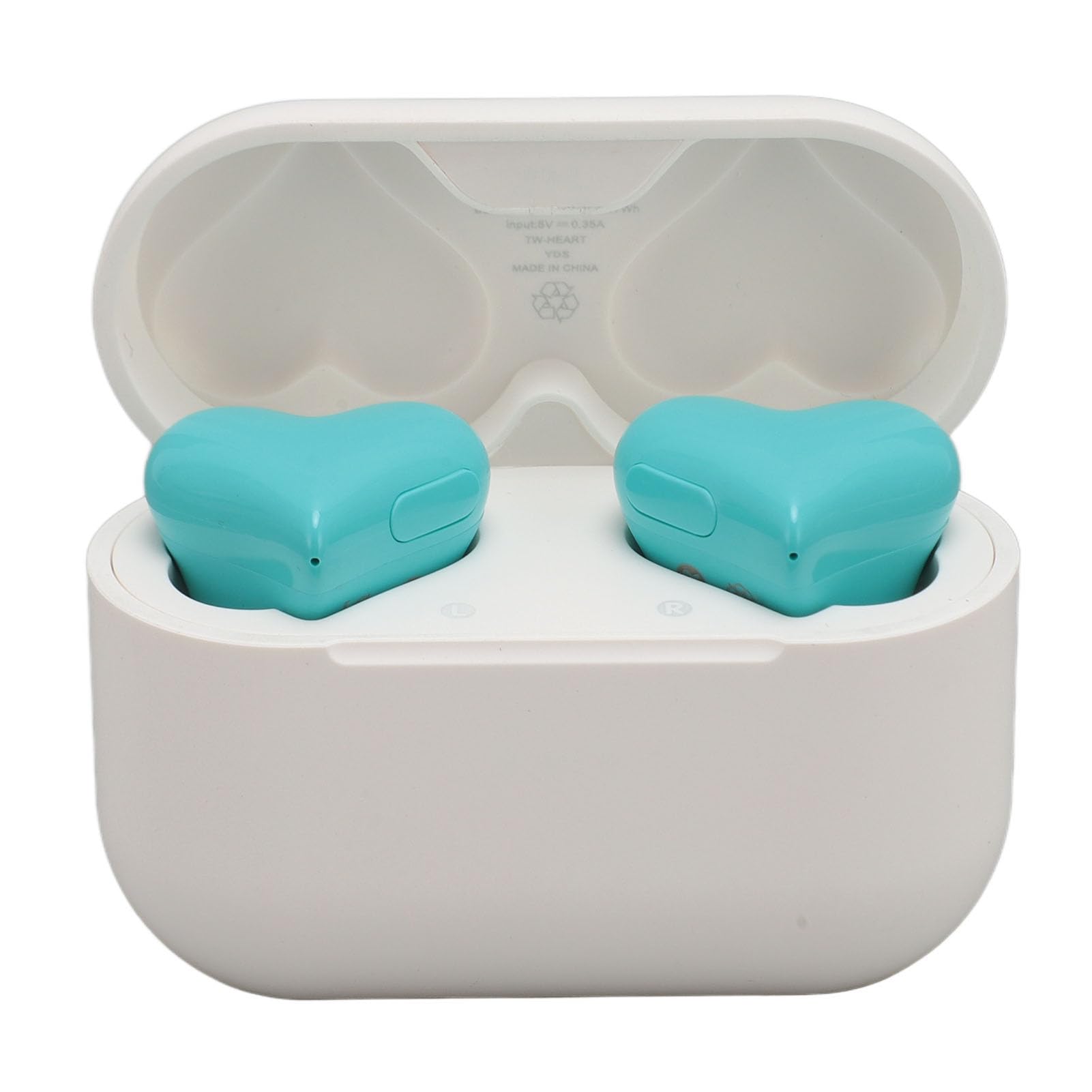 Bluetooth Earbuds, Heart Shaped Noise Cancellation Stereo Sound Headphones, Portable Auto Pair Earbuds with Charging Box for Music Call Video Game