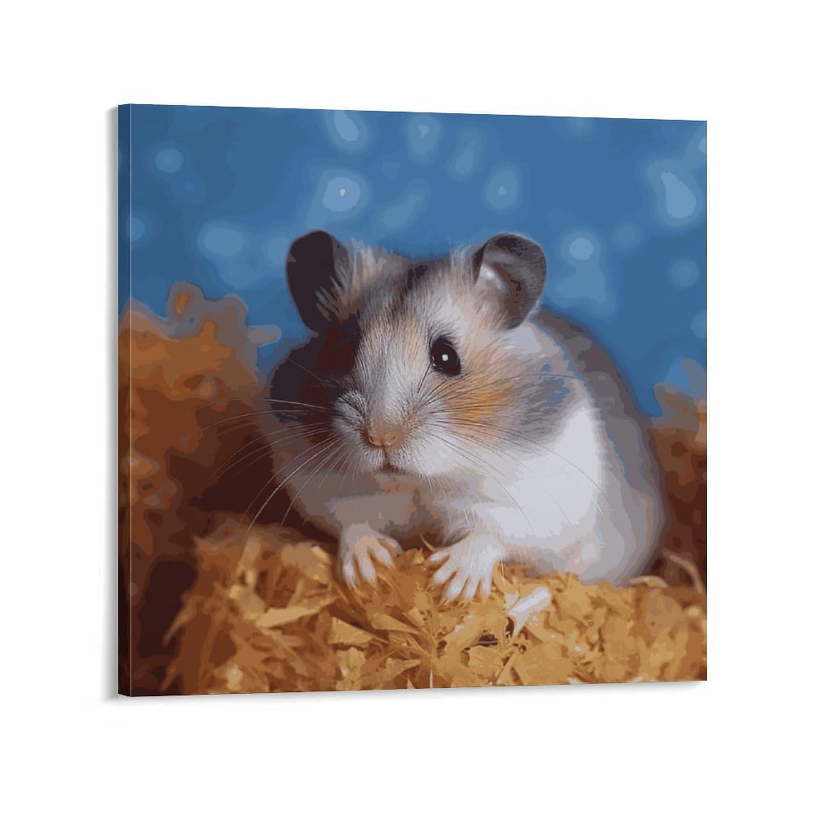 KLOPH Hamster Canvas Wall Art for Living Room 12x12inch Modern Artwork Painting for Bathroom Hanging Canvas Prints Aesthetic Wallart for Bedroom Kitchen Office Wall Decor