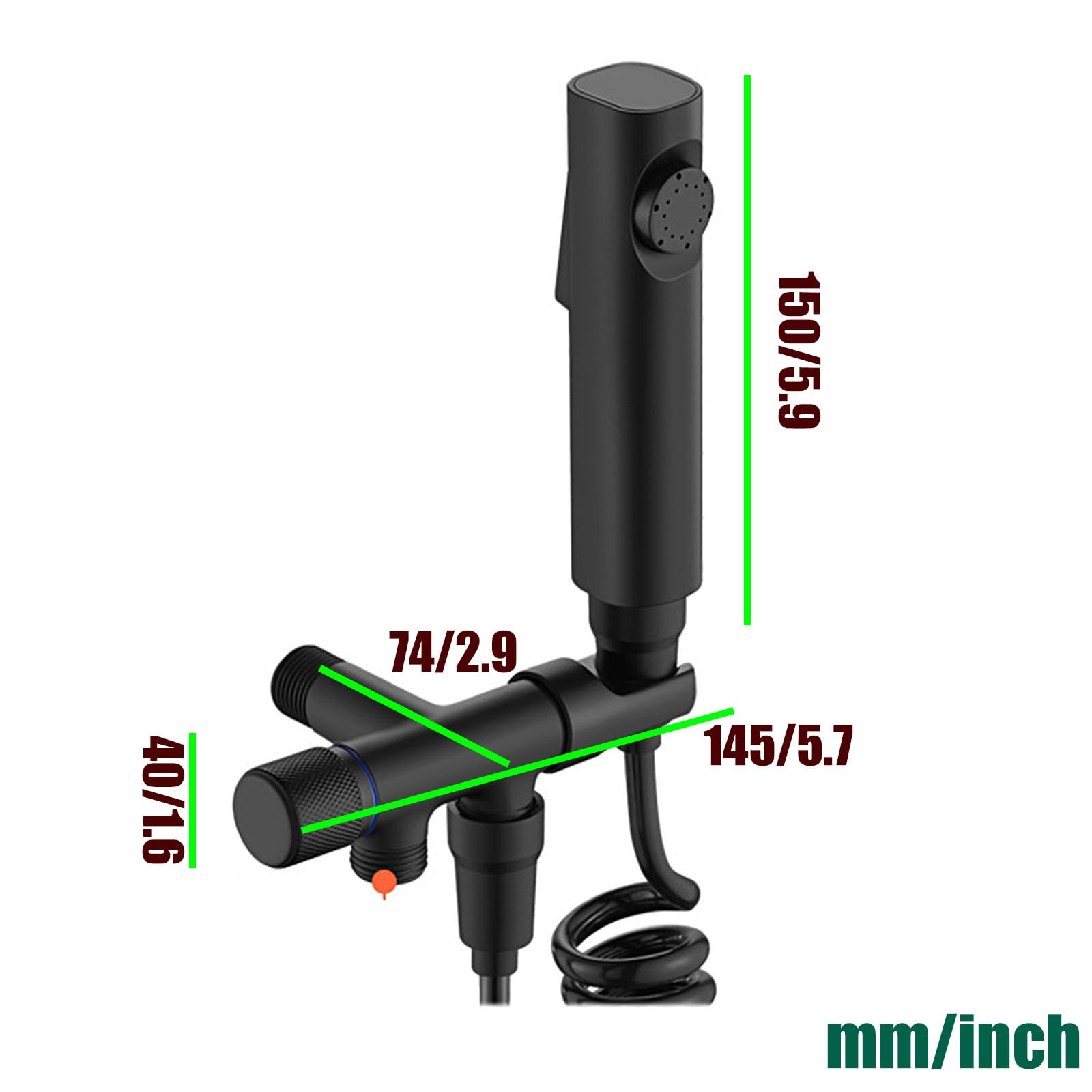 Pulverizador De Bidé De Mano con Soporte Y Manguera,Ducha Higienica para WC Higiene Personal,Multifuncional Rociador De Bidé De Mano,Negro