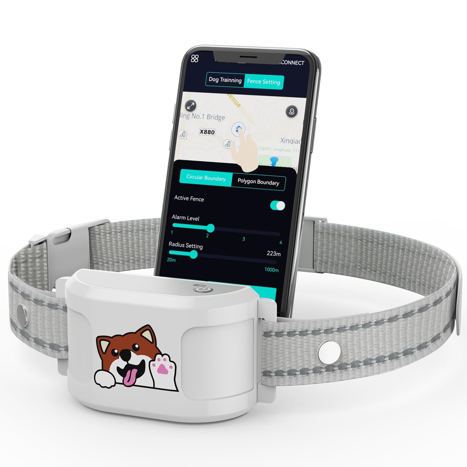 Photo 1 of GPS Dog Fence, Wireless Training Collar- No Subscription Required, Customizable Boundaries via App 3280 FT, IPX7 Waterproof Rechargeable Collar, Smart Training Fence, Automatic Sleep/Wake