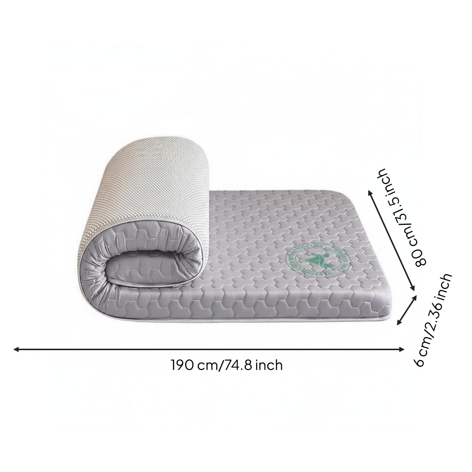 Gralara Topper de Colchón Viscoelástico Suave Colchón Fino Viscoelástico Transpirable Colchoneta Fresco para Arrendatarios, Gris Mitsubishi, 90x190cm