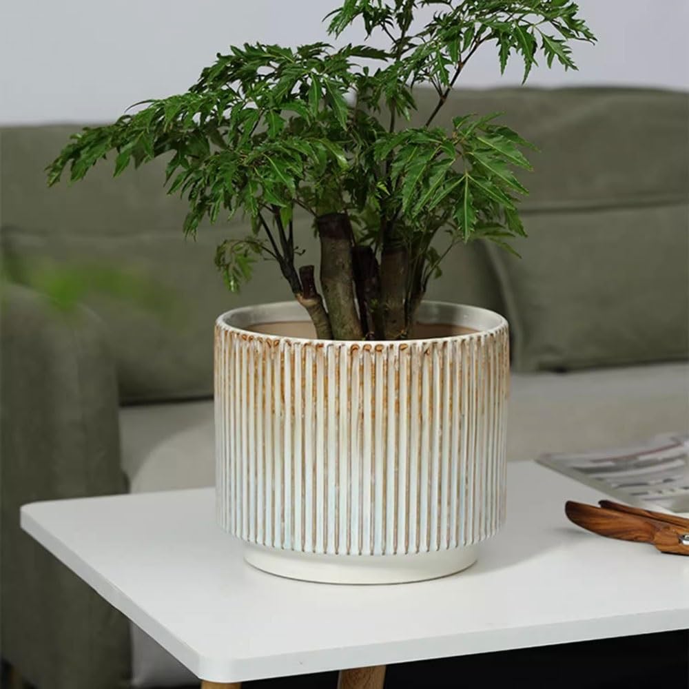 Vfs8dQ5kt Vasi per piante da interno Vaso da fiori in ceramica con smalto sfumato a strisce Fioriere da giardino