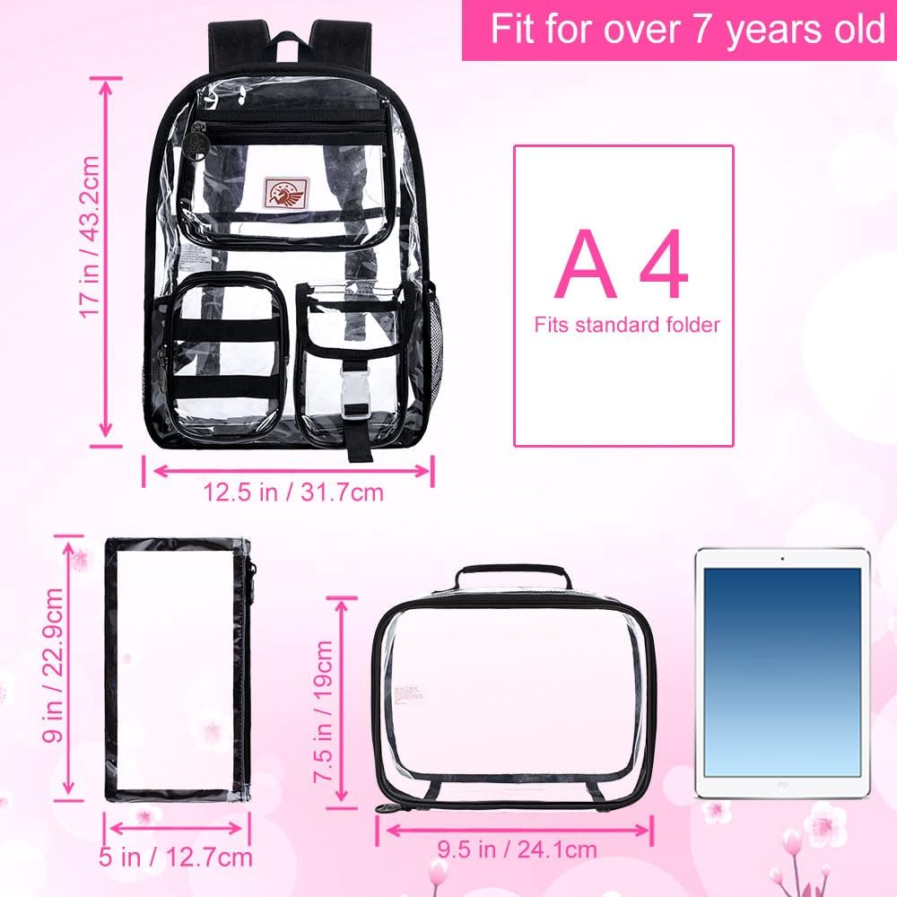 Clear Backpack, Heavy Duty Transparent Bookbag for Women and Men | Heavy Duty