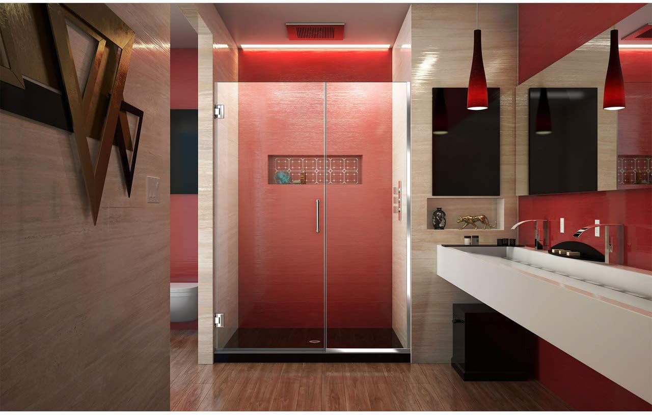 DreamLine Unidoor Plus 50-50 1/2 in. W x 72 in. H Frameless Hinged Shower Door in Chrome, SHDR-245007210-01