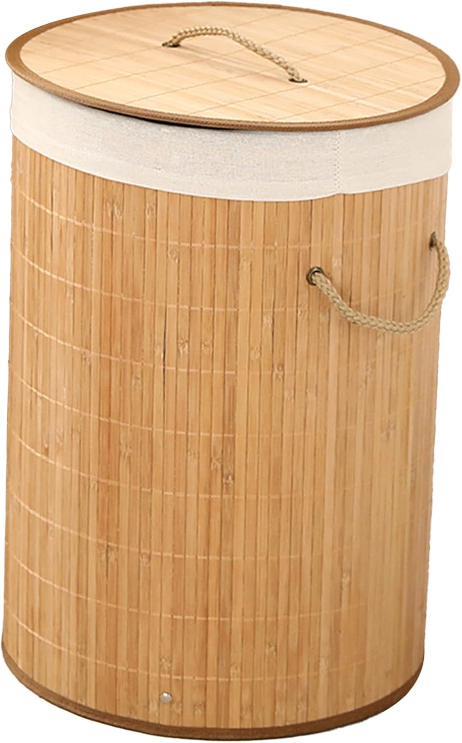 Foldable Laundry Hamper with Lid, Clothes Storage Basket Freestanding Dirty Clothes Bin, Laundry Basket Organizer for Laundry Room, Bedroom(1.0 primary color circle)