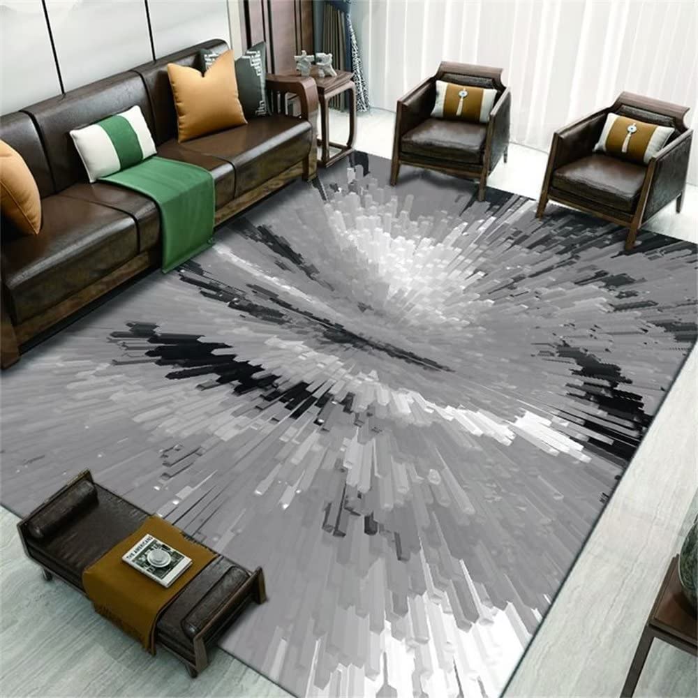 Tapis de salon doux et lavable à texture d'eau grise pour confort de chambre fille