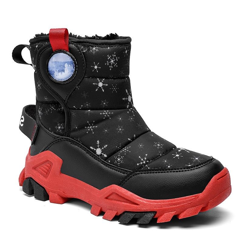 Girls Mid-Cut Round Toe Fashionable Snow Boots, Simple and Stylish Design, Suitable for Hiking, Daily Wear and Winter Sports