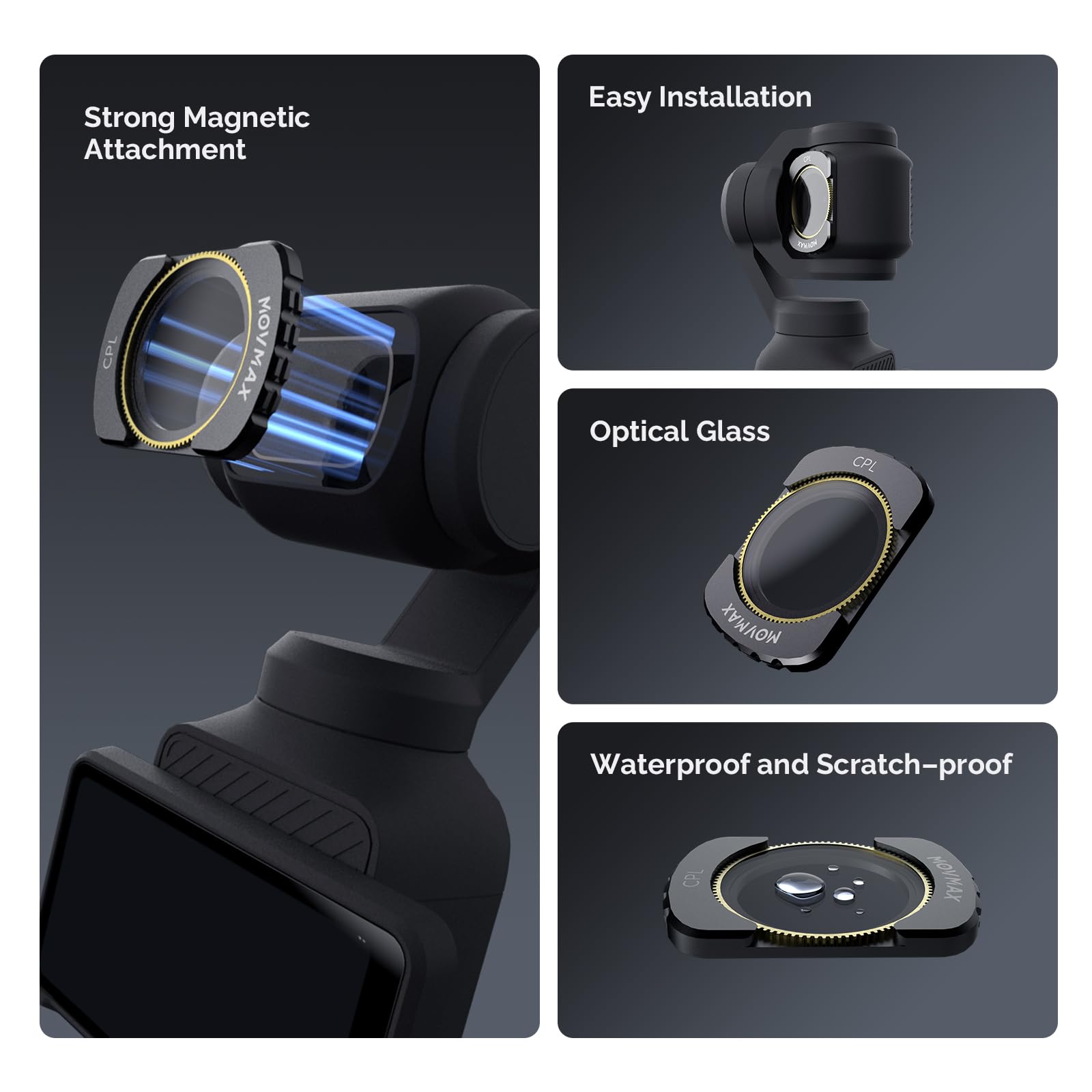 MOVMAX Magnetic CPL Filter Compatible with DJI Osmo Pocket 3 Creator Combo,Multi Coating Filters for Action Camera Accessories