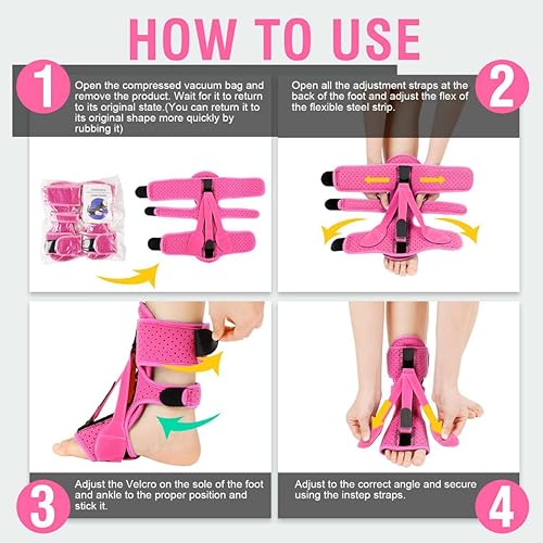 Miniatura 7 de Orapink Férula nocturna para fascitis plantar, tobillera para alivio de la fascitis plantar, tobillera ajustable y transpirable para tendinitis de