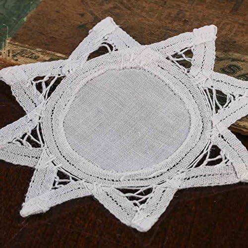 Miniatura 3 de Factory Direct Craft Juego de 12 tapetes de algodón redondo blanco de 4 pulgadas, hechos a mano