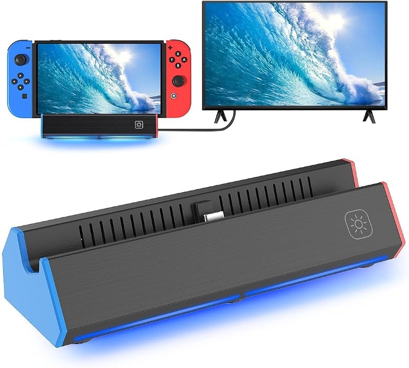 iPLYGAM Switch Dock for Nintendo Switch1/OLED, Portable Switch Docking Station with 4K HDMI/USB Port/Type Port, Replacement for Nintendo Dock Charging Stand (NO Cable Included)