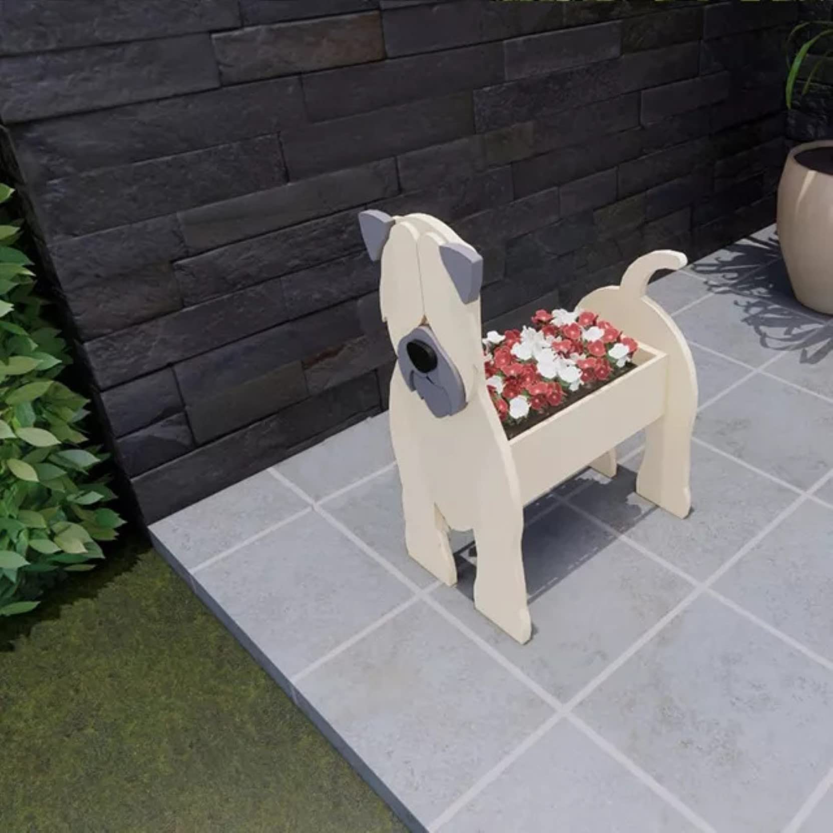 HLASMSPE Wheaten Terrier Planter Plant Pot, Flower Pot For Garden Decora, Small Pupy Gifts for Women, Dog Shape Plant Container Holder Dog Storage Box, 43 * 25cm